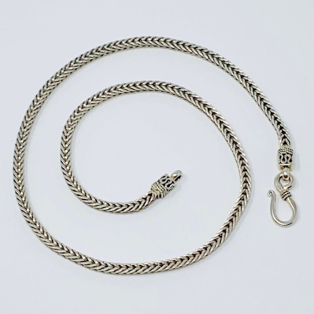 Sterling Silver 17 Inch Square Wheat Link Chain